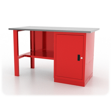 Верстак слесарный однотумбовый серии “L”, оцинкованная столешница, красный, Ferrum 01.100L-3000