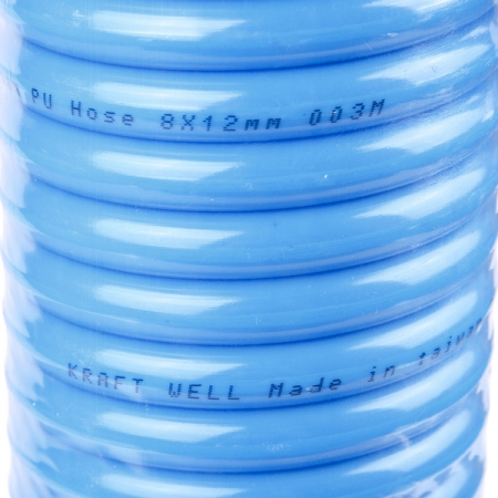 Шланг воздушный полиуретановый, спиральный D8x12 мм, 10 м KraftWell KRW-HC081210