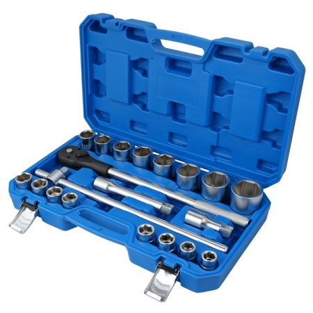 Набор торцевых головок шестигранных 3/4", 19-50 мм, с принадлежностями, 21 предмет, HOEGERT HT1R510
