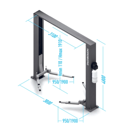 Nordberg N4122HE-6B Подъемник автомобильный 2-стоечный электрогидравлический 6 т, электростопора, 380V, синий