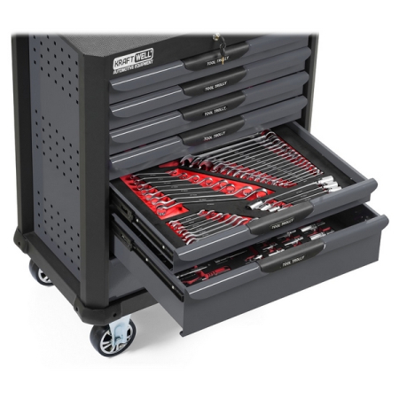 Тележка серая с набором инструментов, 277 предметов, KraftWell KRW-TTG+SET277