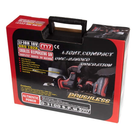 Аккумуляторная пила сабельная 18 В, 4 предмета, кейс, MIGHTY SEVEN DRS-102A