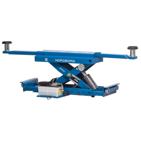 Nordberg 4450J Подъемник 4-стоечный электрогидравлический, 5т, пневмогидр. траверса 3т, электростопоры, 380V, синий