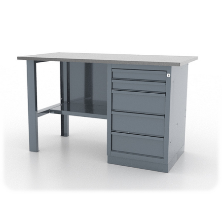 Верстак слесарный однотумбовый серии “L”, оцинкованная столешница, серый, Ferrum 01.105L-9007