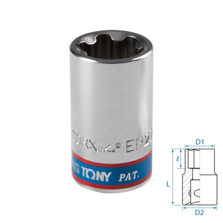 KING TONY 433E22M Головка торцевая TORX Plus 1/2", EP22