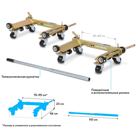 NORDBERG N3S8 Тележка под колесо для перемещения авто, 1 т (2 шт)