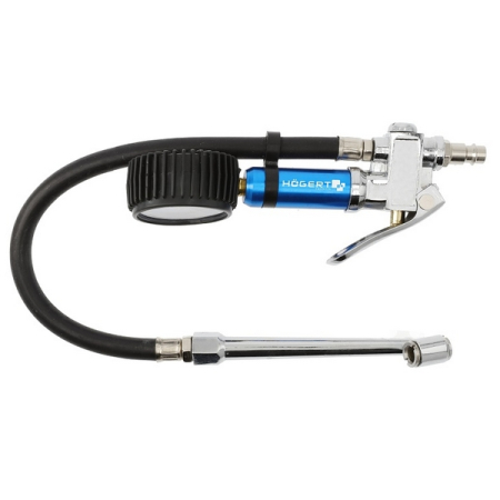 Пистолет с манометром и длинным наконечником для накачки шин HOEGERT HT4R758