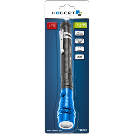 Гибкий телескопический магнитный захват с фонариком HOEGERT HT4R507 Гибкий телескопический магнитный захват с фонариком HOEGERT HT4R507