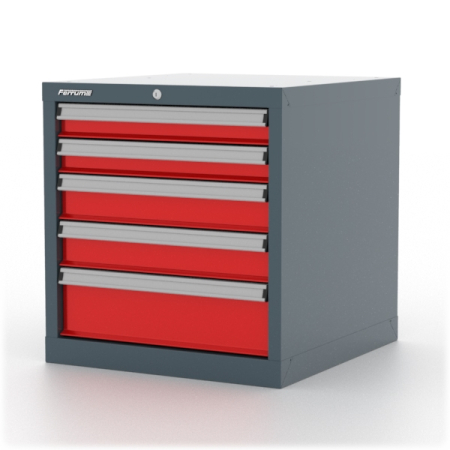 Тумба инструментальная металлическая Premium, серо-красная, Ferrum 15.205-7016/3000