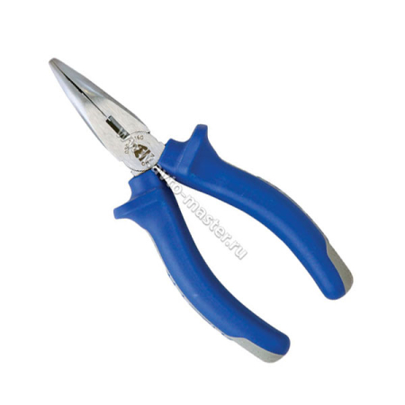 Плоскогубцы тонконосые, загнутые, 160 мм, на пластиковом держателе Мастак 030-11160H