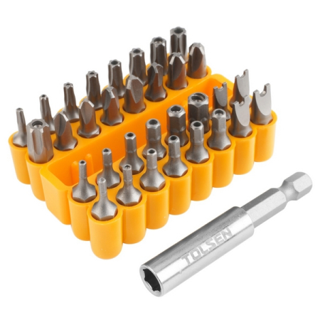 Набор вставок (бит) 1/4", Security HEX, TorxTR, Spaner, Torg-Set, Tri-Wing, 33 предмета, TOLSEN TT20369