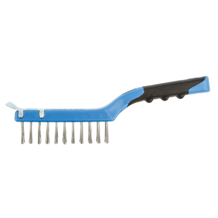 Щетка проволочная из нержавеющей стали со скребком, 4x11, HOEGERT HT3B639