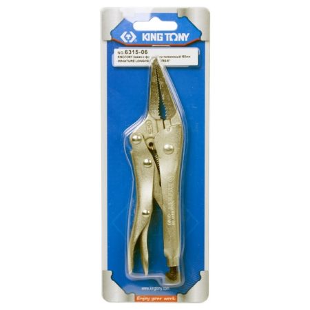 KING TONY 6315-06 Зажим с фиксатором 165 мм прямые удлиненные губки