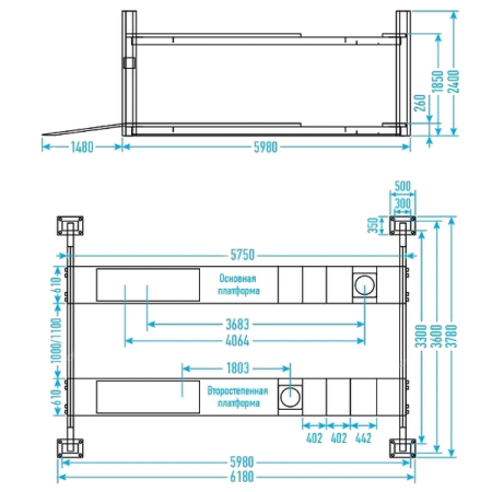 NORDBERG 4470JB Подъемник 4-стоечный электрогидравлический, 7т, ручная траверса 3т, пневмостопоры, с модулем ДУ, 380В, синий