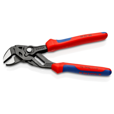 Клещи переставные, зев 40 мм, длина 180 мм, фосфатированные, двухкомпонентные ручки, KNIPEX KN-8602180