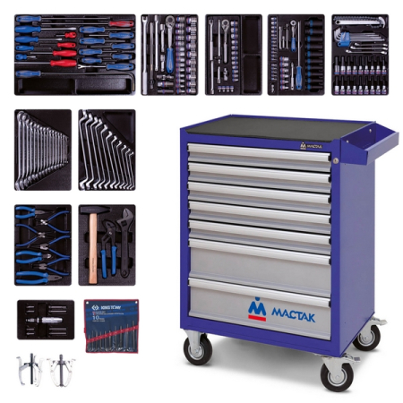 KING TONY 934-100AMB Набор инструментов в синей тележке, 204 предмета KING TONY 934-100AMB Набор инструментов в синей тележке, 204 предмета