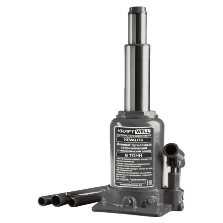 Домкрат бутылочный гидравлический, 6 т, с телескопическим штоком, KRAFTWELL KRWBJT6 Домкрат бутылочный гидравлический, 6 т, с телескопическим штоком, KRAFTWELL KRWBJT6