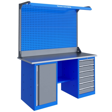 Верстак слесарный двухтумбовый, двойной экран, освещение, Верстакофф TNC 161.67.1-2F