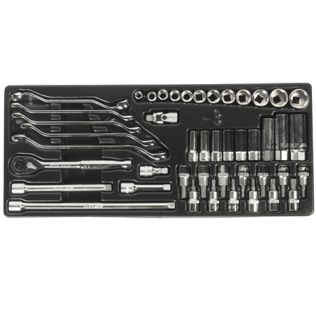 Набор инструментов слесарно-монтажный в переносном ящике, 3 лотка, 65 предметов, JTC-B065