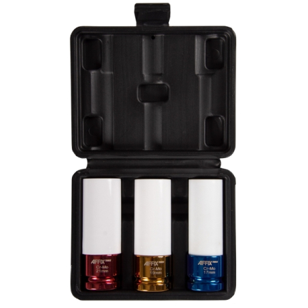 Набор ударных глубоких шестигранных головок 1/2", 17, 19, 21 мм, пластиковое покрытие, AFFIX AF00643C