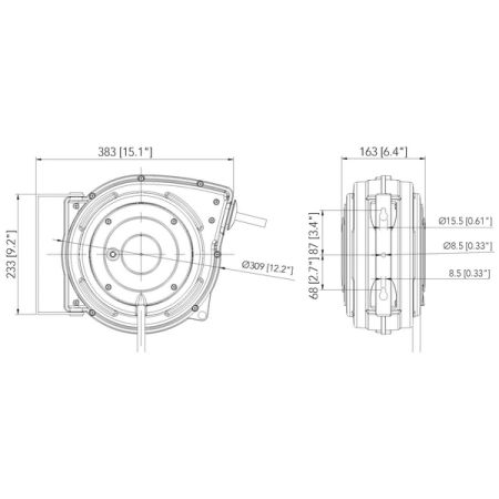 Катушка-удлинитель электрическая закрытая, 15 м, 220 В, KraftWell KRW1731EW