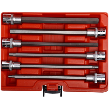 Набор бит-головок 1/2" HEX H5-H12, L=200 мм, 6 предметов, JTC-7256