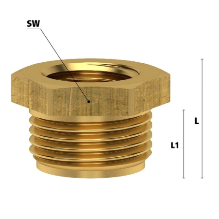 Переходник внутренняя резьба 1/4" – внешняя резьба 3/8” LUDECKE 850064 R 48 N