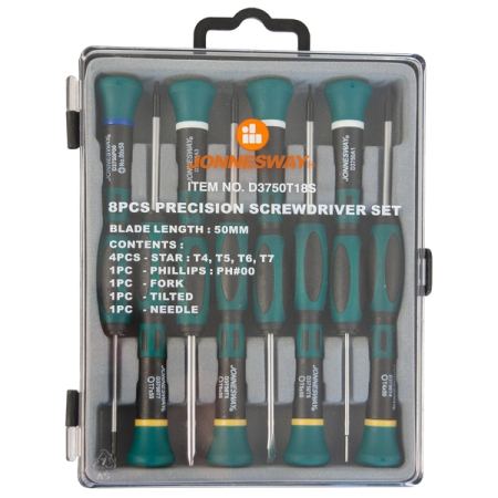 Набор отверток для точной механики, TORX, PH и спец, 8 предметов, Jonnesway D3750T18S