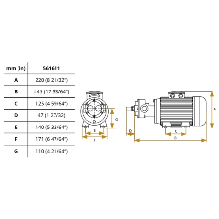 Электрический масляный насос, 230 В, 70 л/мин, SAMOA 561611