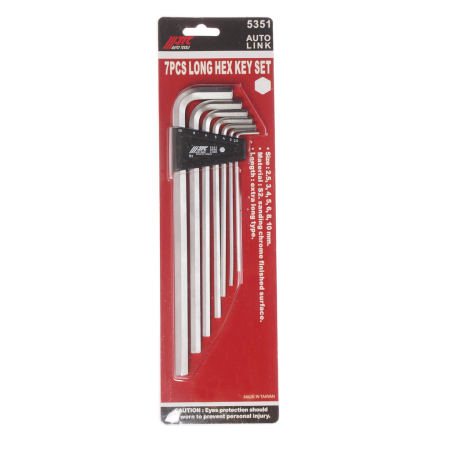 Набор ключей шестигранных 2.5-10мм Г-образных удлиненных 7 предметов JTC