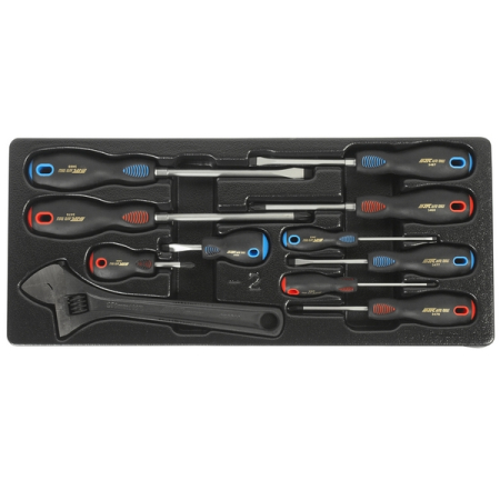 Набор инструментов слесарно-монтажный в переносном ящике, 3 лотка, 65 предметов, JTC-B065