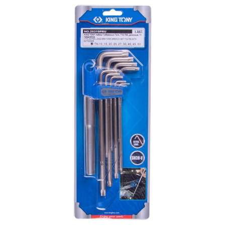 KING TONY 20319PRU Набор Г-образных TORX, T10-T50, длинные, 11 предметов