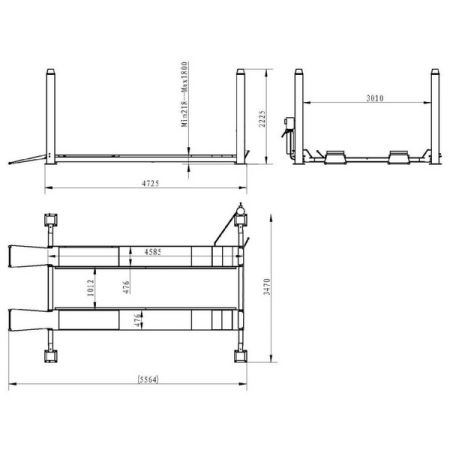 Nordberg 4440J_380V Подъемник автомобильный четырехстоечный электрогидравлический, 4 тонны, платформы для сход-развала, траверса