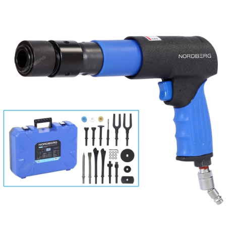 NORDBERG NP5070K1 Пневмозубило 250 мм с комплектом насадок, 20 предметов, кейс