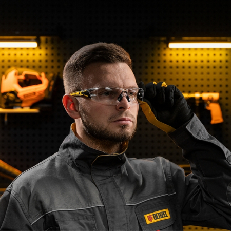 Очки защитные открытые, поликарбонатные, прозрачная линза, DENZEL 89191