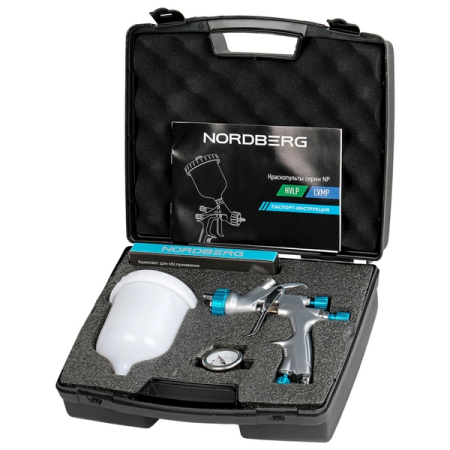 NORDBERG NP7517 Краскопульт LVMP с верхним баком, сопло 1,8 мм, пластиковый кейс