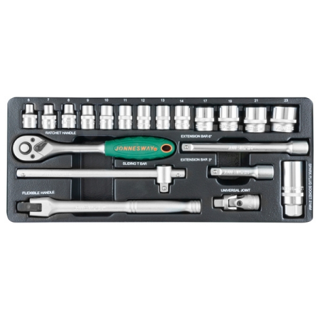 Набор головок торцевых 3/8"DR, 6-23 мм, 20 предметов, Jonnesway S04H3120S