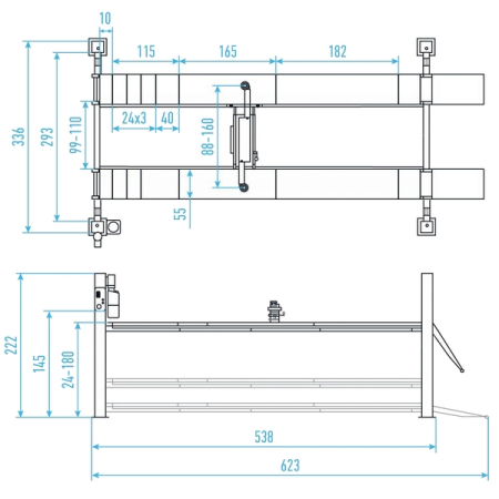 Nordberg 4453JAG Подъемник 4-стоечный электрогидравлический, 5т, пневмогидр. траверса 3т, 380В, серый Nordberg 4453JAG Подъемник 4-стоечный электрогидравлический, 5т, пневмогидр. траверса 3т, 380В, серый