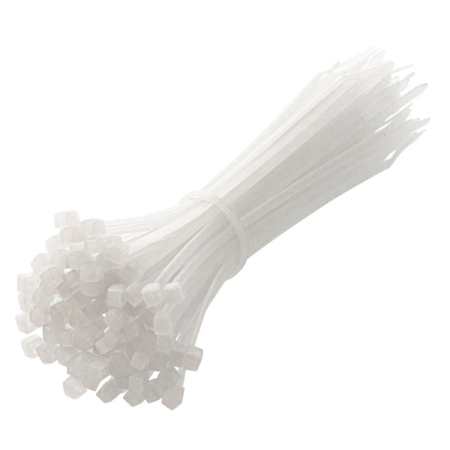 Нейлоновые стяжки 2,5x140 мм, 100 шт, белые, HOEGERT HT2C718 Нейлоновые стяжки 2,5x140 мм, 100 шт, белые, HOEGERT HT2C718