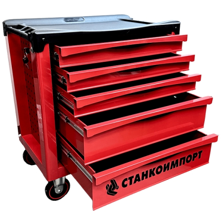 Тележка инструментальная с 5 ящиками, красная, СТАНКОИМПОРТ BTD251
