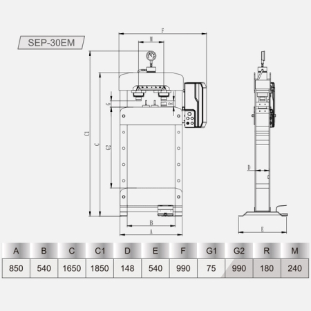 Пресс электрогидравлический напольный, 30 т, SNIT SEP-30EM