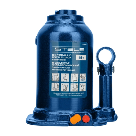 Домкрат гидравлический бутылочный телескопический, 6 т, 180-410 мм, Stels 51149