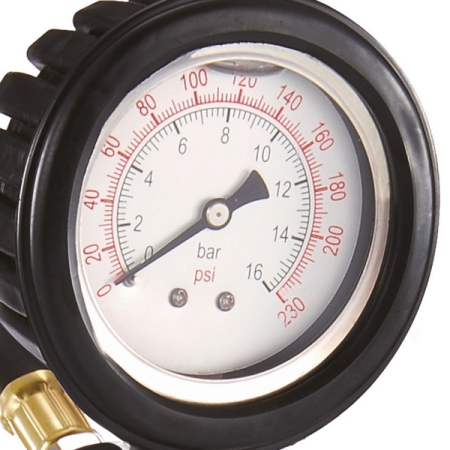 Пистолет для подкачки шин с аналоговым жидкостным манометром, 16 бар, KraftWell KRWTG-A3