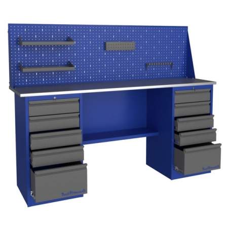 Верстак слесарный гаражный двухтумбовый с экраном Верстакофф PROFFI-E 218 Д5 Д5 Э