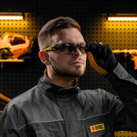 Очки защитные открытые, поликарбонатные, дымчатая линза, DENZEL 89193