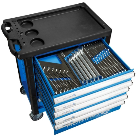 Набор инструментов в тележке, 214 предметов, HOEGERT HT7G056