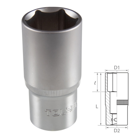 Головка торцевая глубокая шестигранная 1/2", 32 мм TOLSEN TT16582