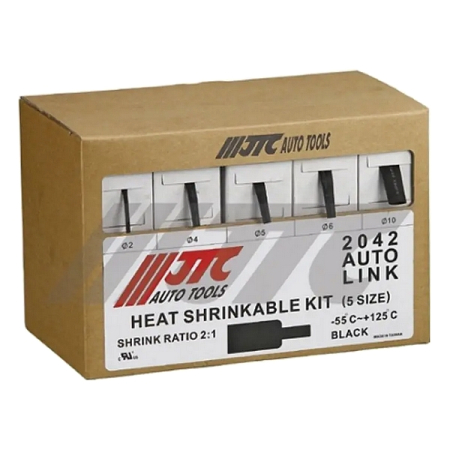 Трубка термоусадочная d=2, 4, 5, 6, 10 мм, общая длина 55 м, набор, JTC-2042