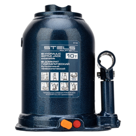 Домкрат гидравлический бутылочный телескопический, 10 т, 180-430 мм, Stels 51151