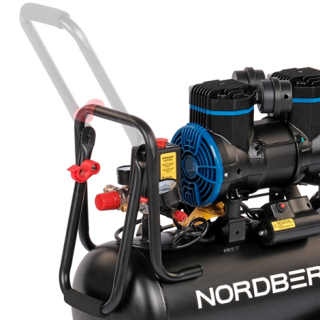 NORDBERG NCEO24/250 Компрессор поршневой безмасляный 220В, ресивер 24л, 250л/мин